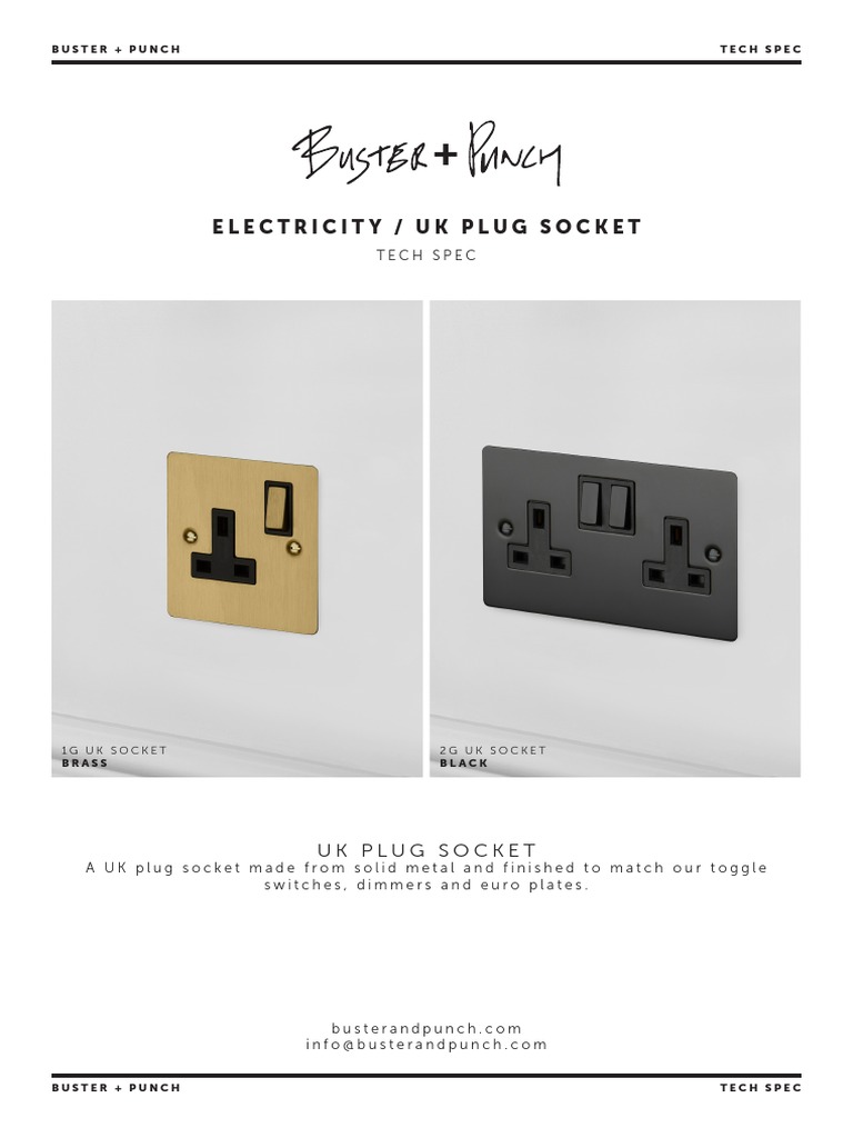 Buster & Punch Tech Spec ELECTRICITY UK Plug Sockets | PDF | Chemical ...
