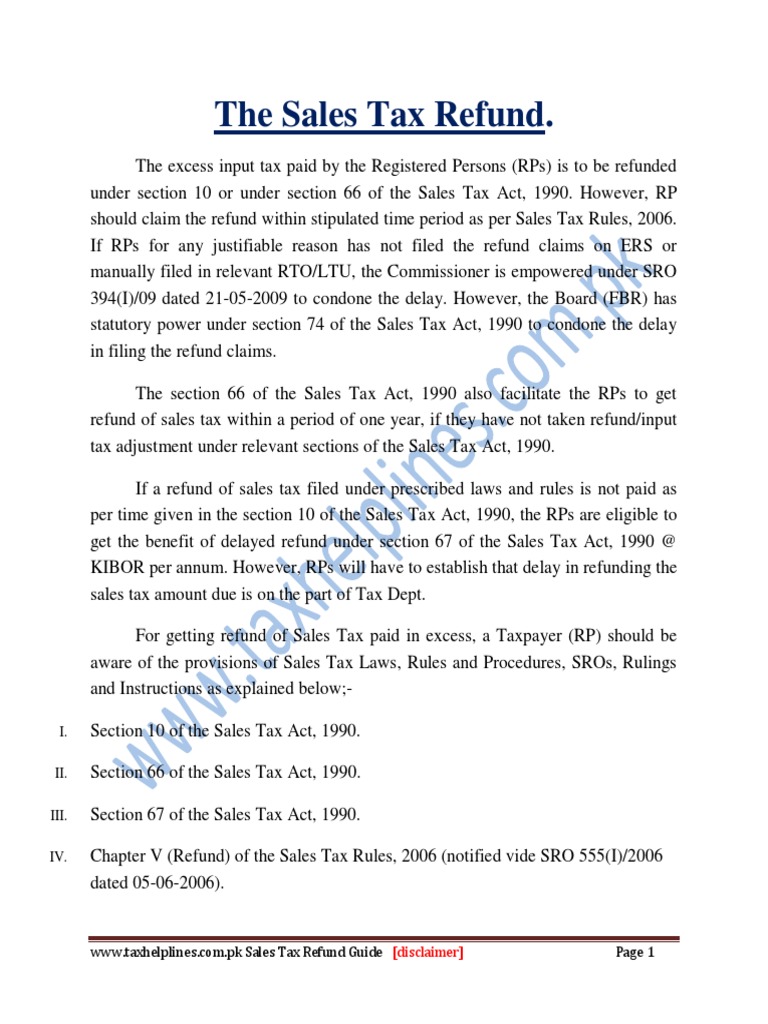 Sales Tax Refund Guide PDF