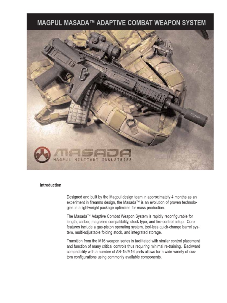 Magpul Masada™ Adaptive Combat Weapon System | PDF