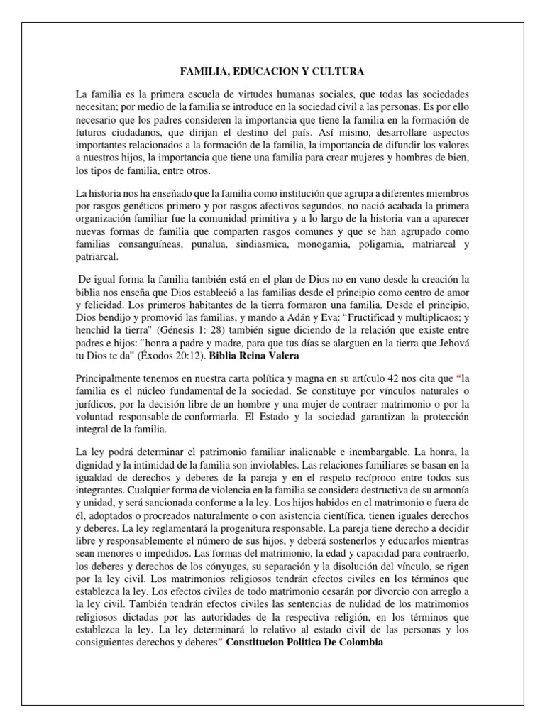 Importancia de la Familia en la Educación | PDF | Familia | Matrimonio