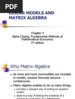 Linear Models and Matrix Algebra: Alpha Chiang, Fundamental Methods of Mathematical Economics 3 Edition