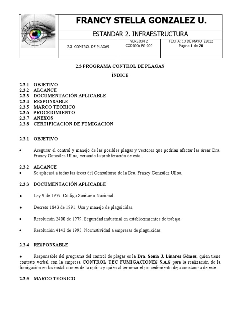Programa de Control de Plagas 2022 | PDF | Pesticida | Plaga (organismo)