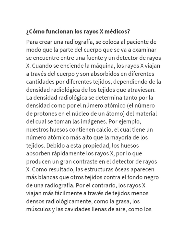 Cómo Funcionan Los Rayos X Médicos | PDF