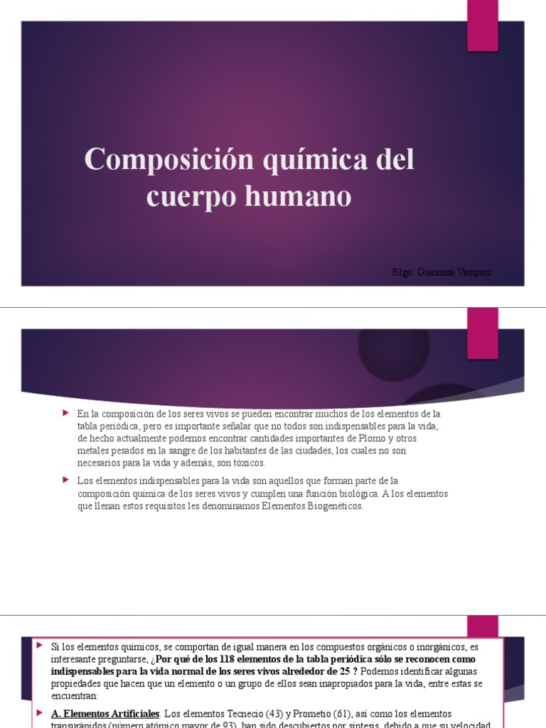 2 Composición Química Del Cuerpo Humano | PDF | Elementos químicos ...