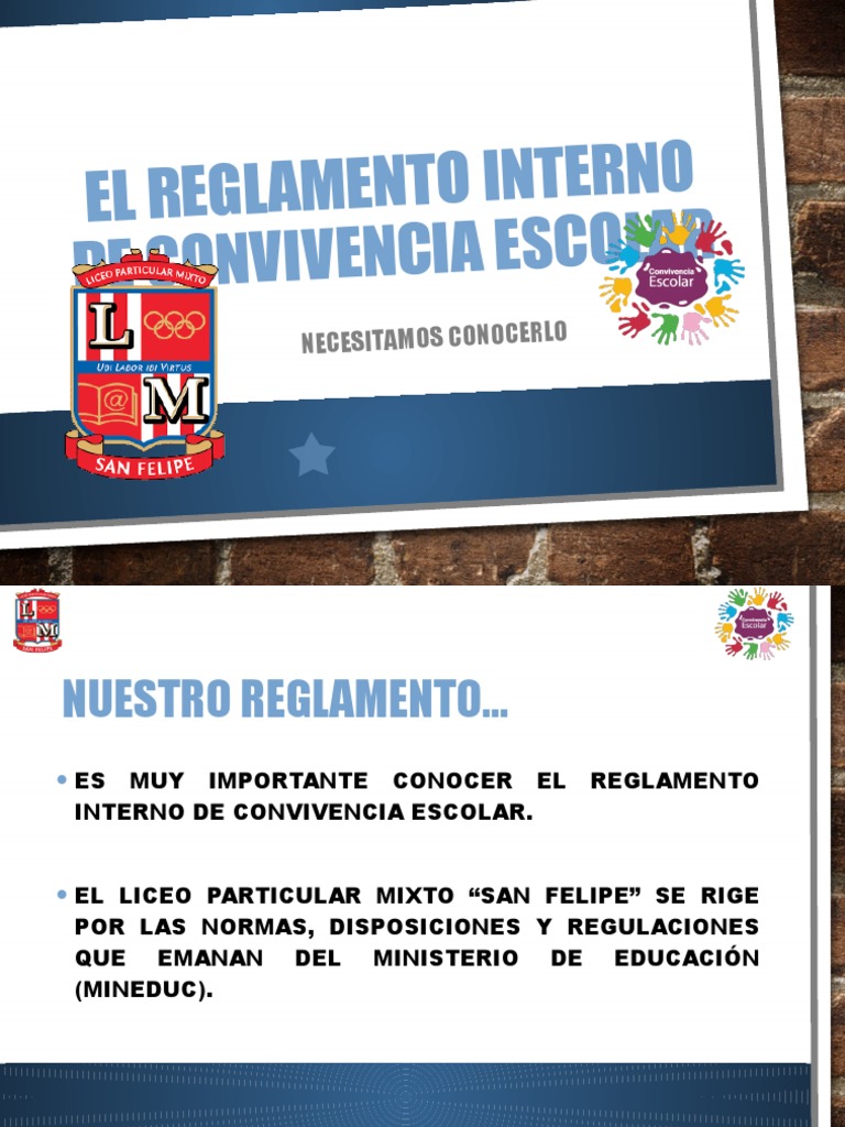 Reglamento Interno de Convivencia Escolar | PDF | Sicología | Regulación