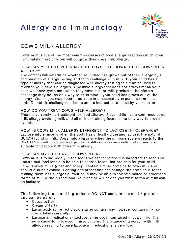 Cows Milk Allergy PDF