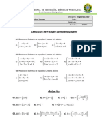 Exercícios de Fixação Da Aprendizagem!: Instituto Federal de Educação, Ciência E Tecnologia Da Paraíba