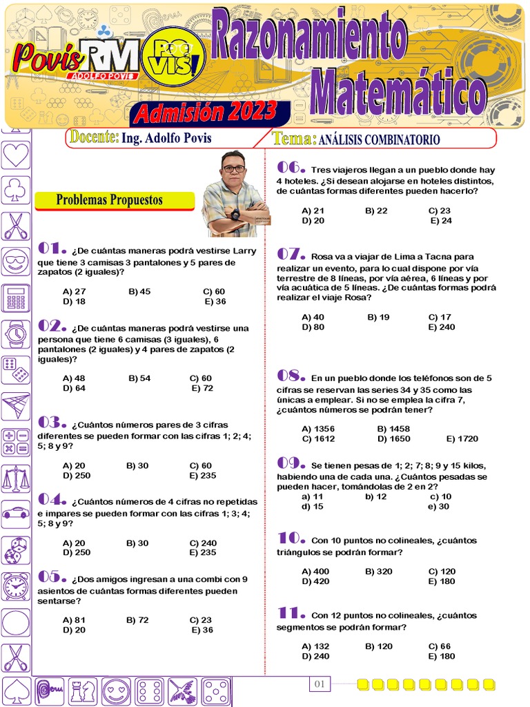 Ejercicios de Análisis Combinatorio | PDF