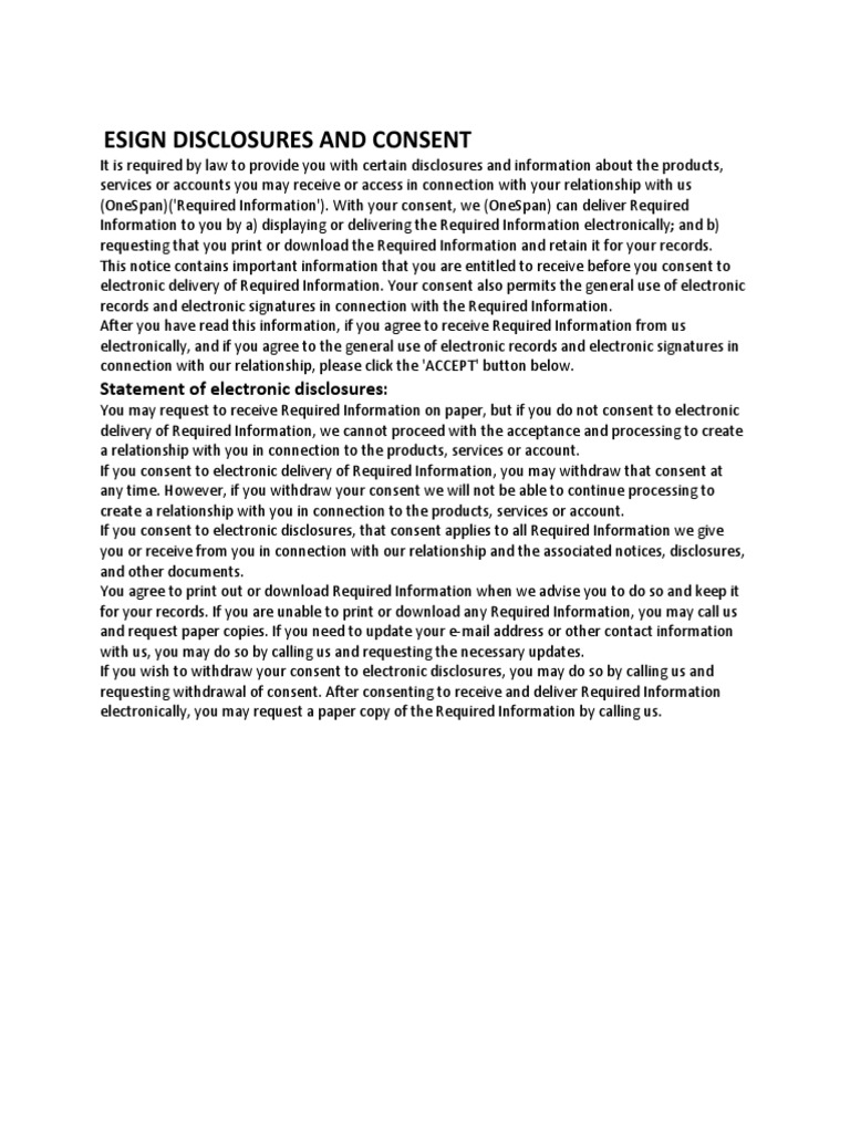 Electronic Disclosures and Signatures Consent PDF