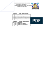 Cronograma de Actividades para Los Juegos Subsectoriales