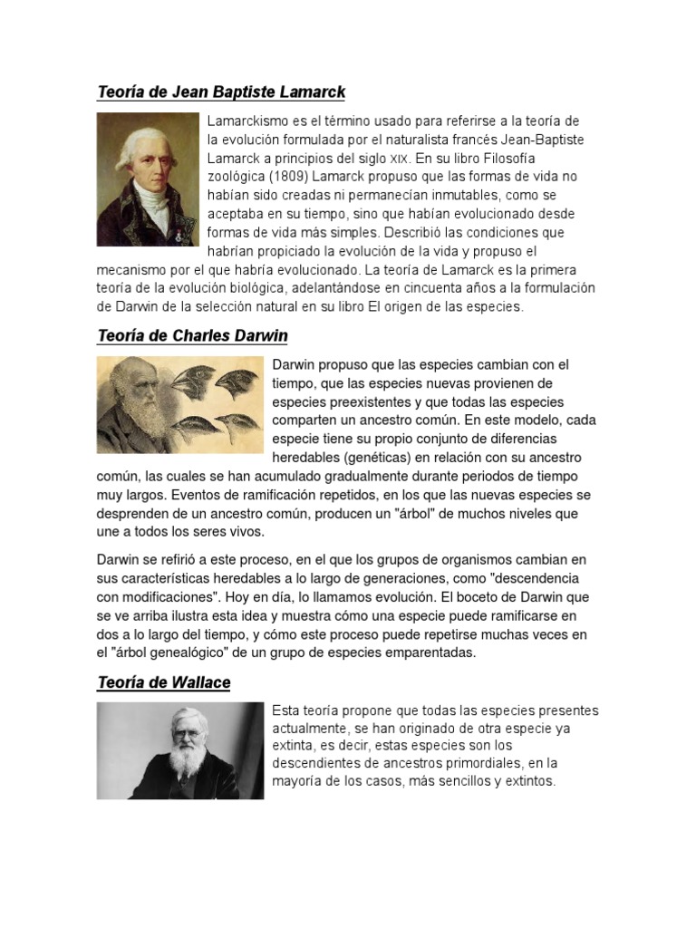 Teorías de la Evolución: Lamarck y Darwin | PDF