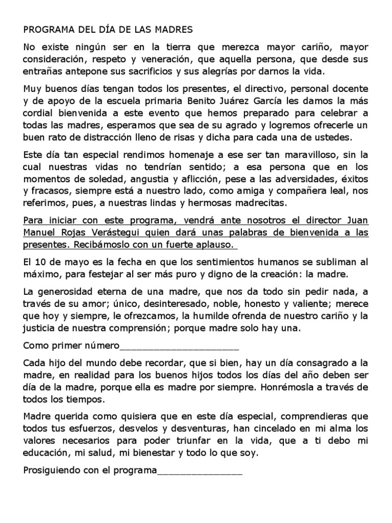Dia de Las Madres de La Benito | PDF | Amor