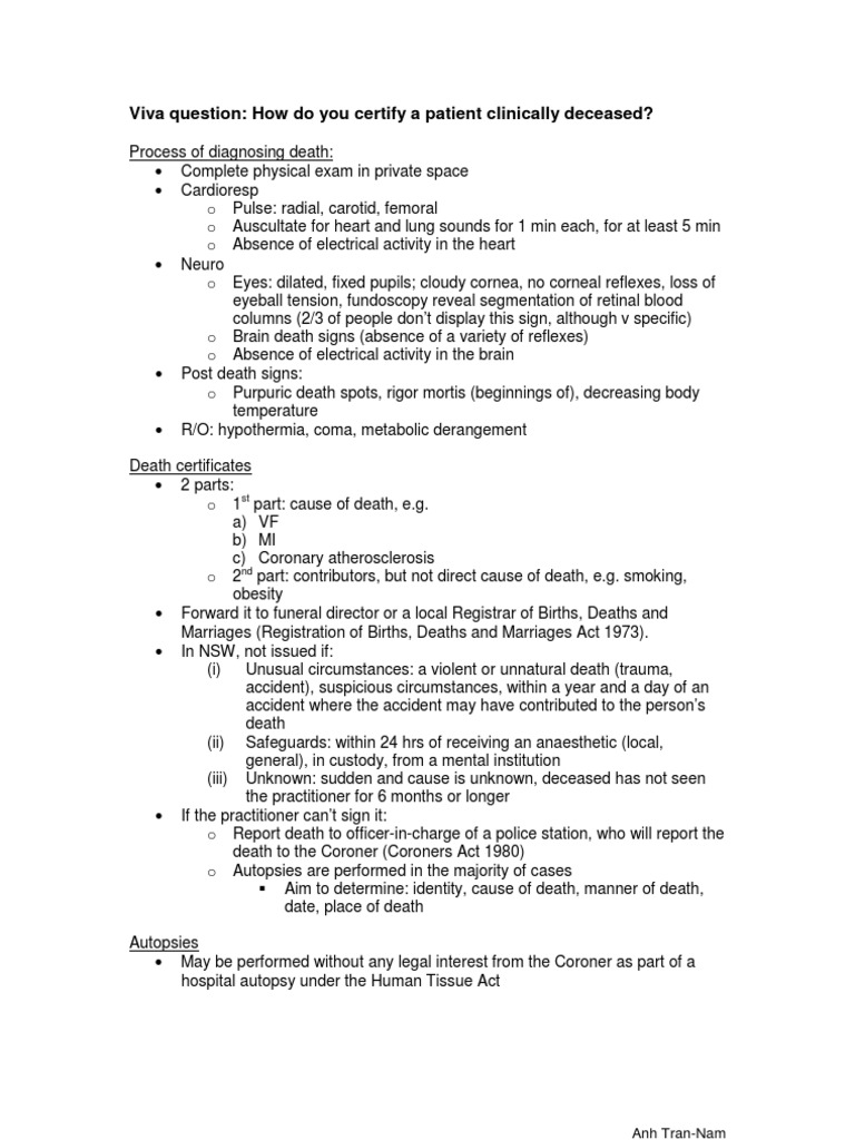 Certifying Clinical Death Process Guide | PDF | Social Science | Self ...