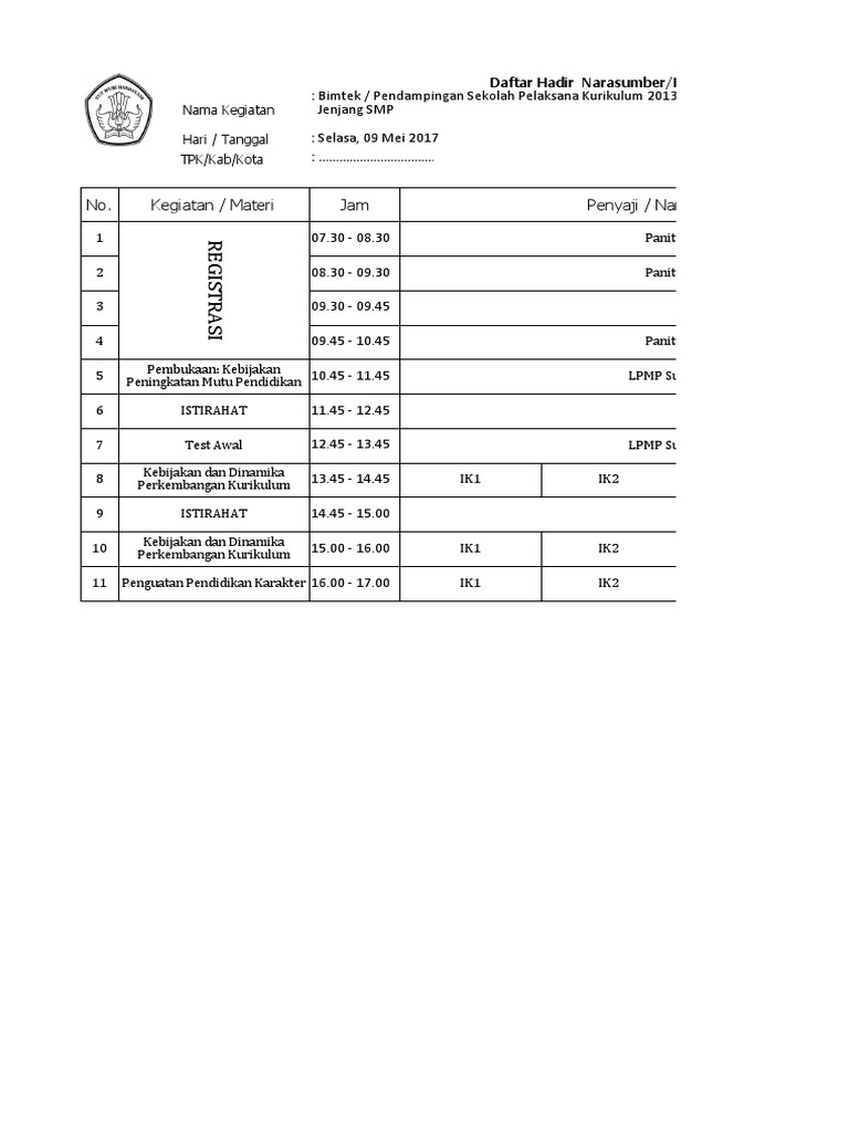 Daftar Hadir Narasumber | PDF