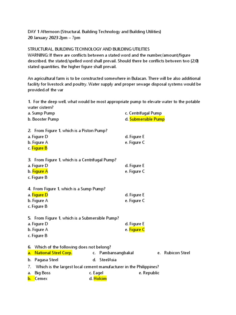 DAY 1 PM Structural Building Technology and Building Utilities 1 | PDF
