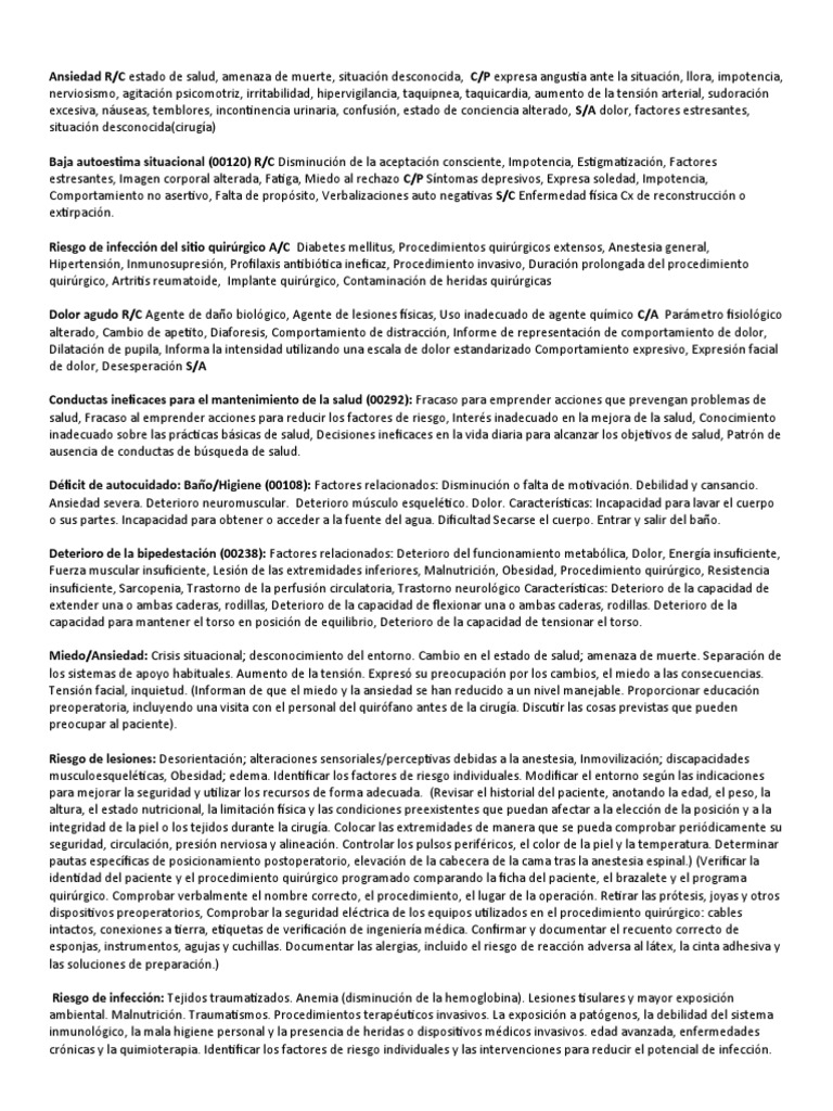 Dx Enfermería Pdf Anestesia Dolor