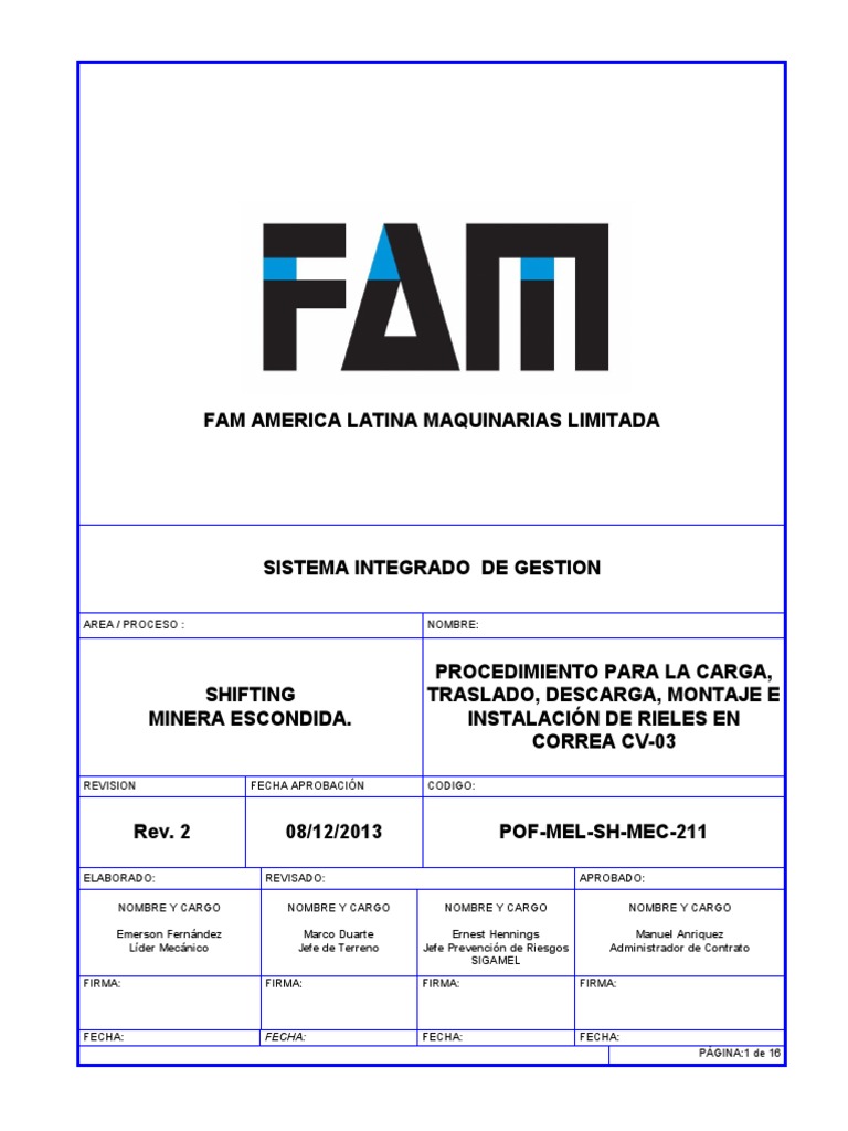 Pof-Mel-Sh-Mec-211 Procedimiento para La Carga, Traslado, Descarga ...