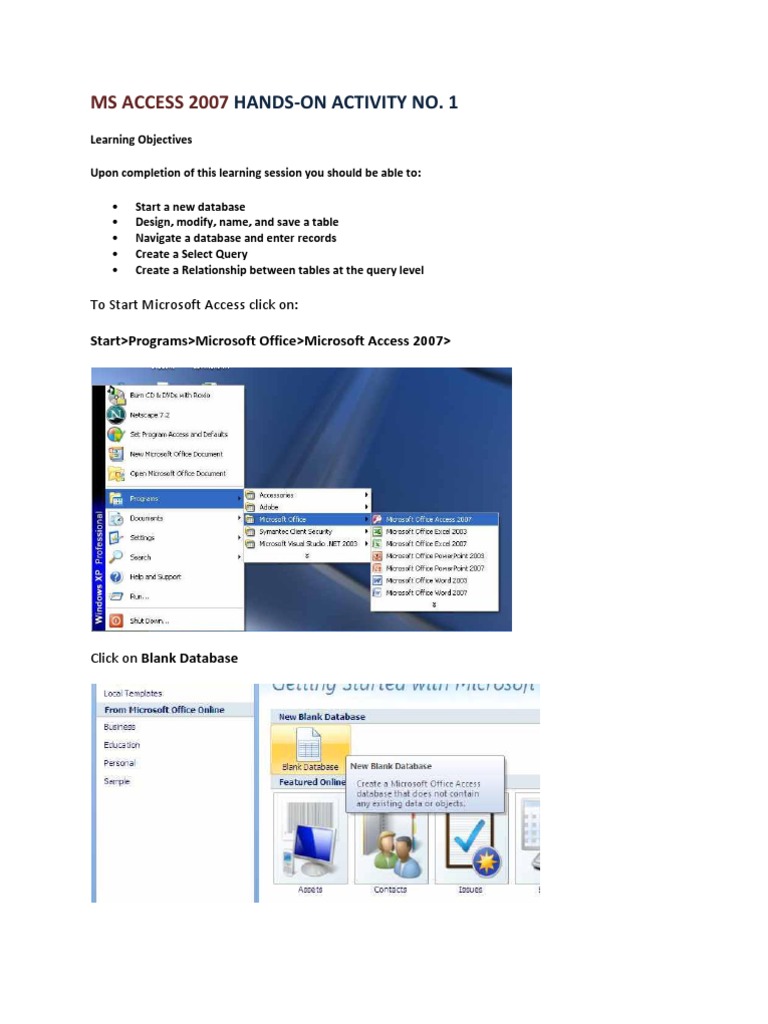 MS Access 2007 Basics Tutorial | PDF | Microsoft Access | Tab (Gui)