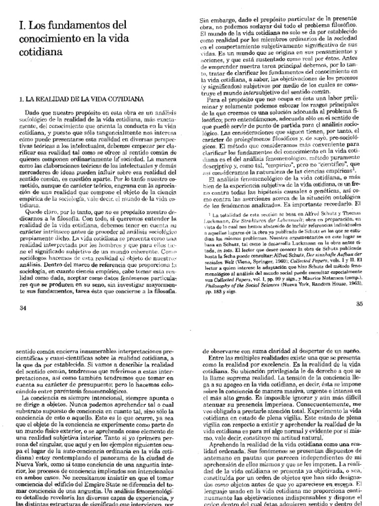 La Construccic3b3n Social De La Realidad Berger Luckmann 16 24 Pdf