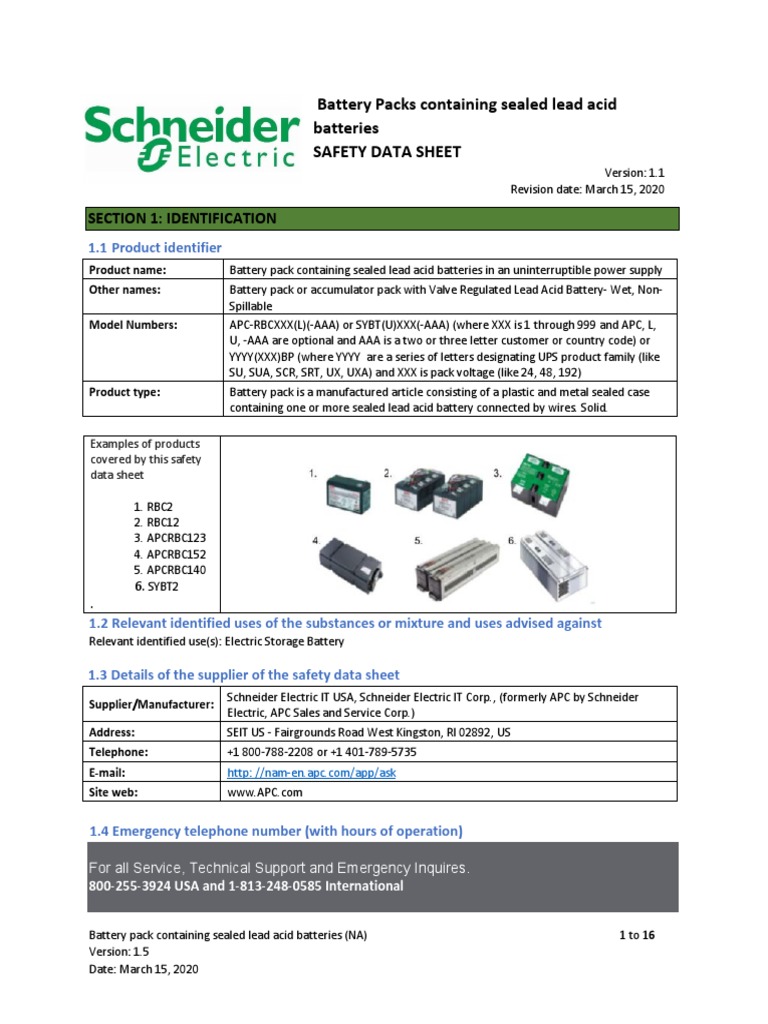 APC Batteries SDS PDF