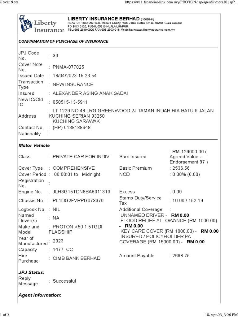 Flood Relief for Proton X50 Insurance | PDF | Insurance | Transport