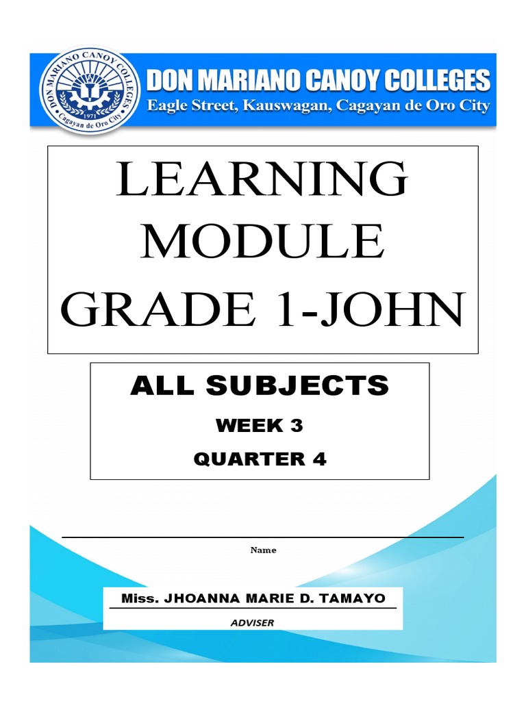 Learning Grade 1-John: All Subjects | PDF