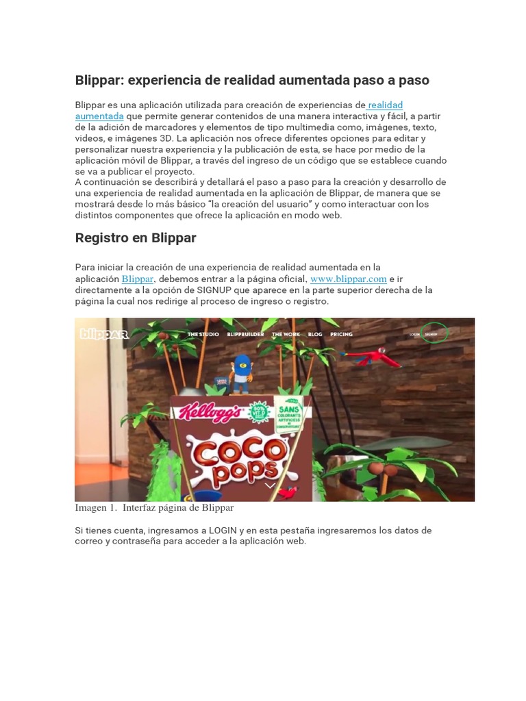 Tutorial para crear con Blippar RA | PDF | Realidad aumentada ...