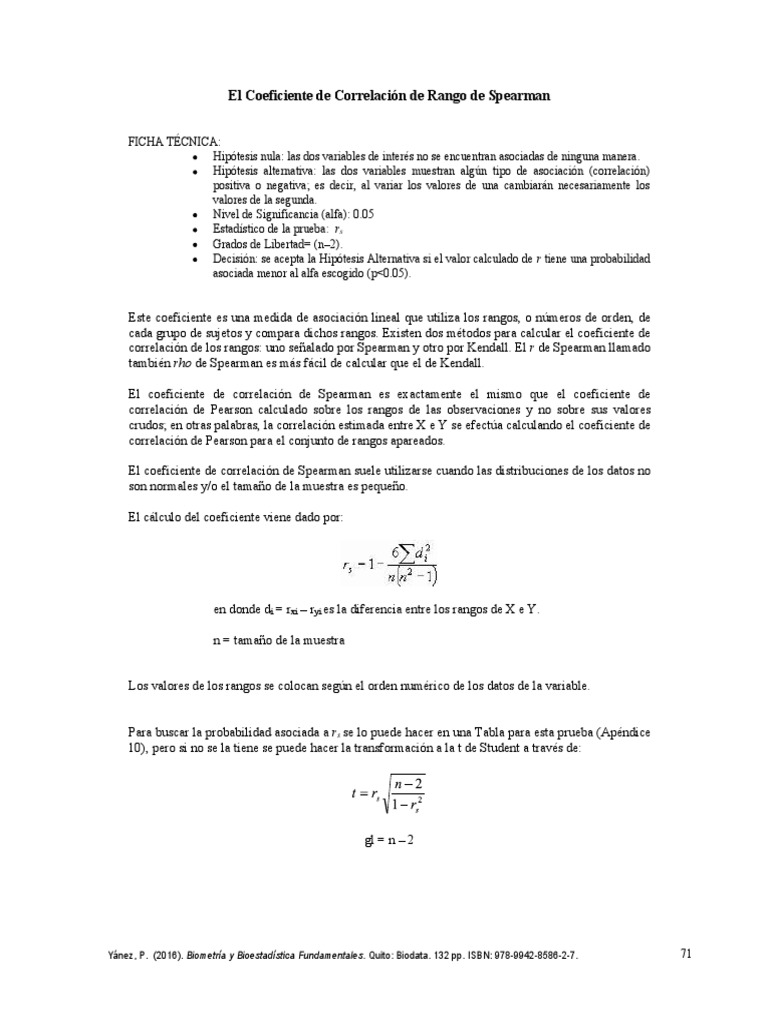 Coeficiente de Correlación de Spearman | PDF | Coeficiente de ...