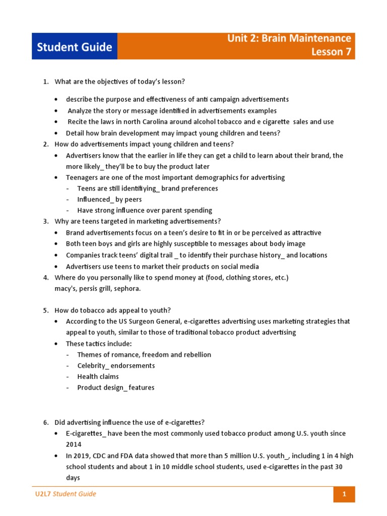 U2L7 Student Guide | PDF