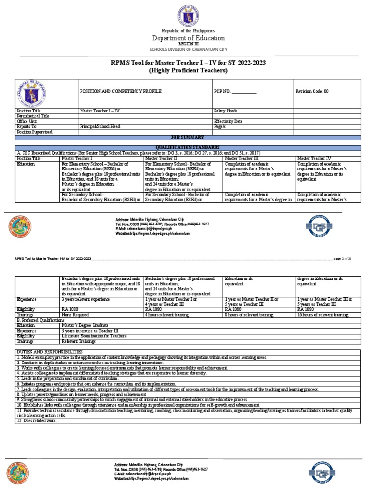 Unrated SY 2022-2023 Highly Proficient Teacher IPCRF | PDF | Academic ...