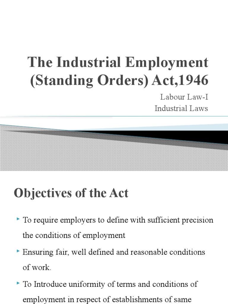 The Industrial Employment (Standing Orders) Act, 1946 PDF