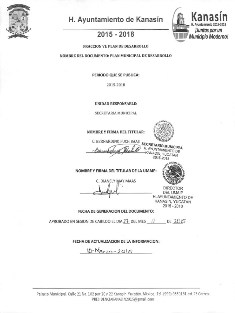 KANASÍN PlanDesarrollo 20152018 PDF