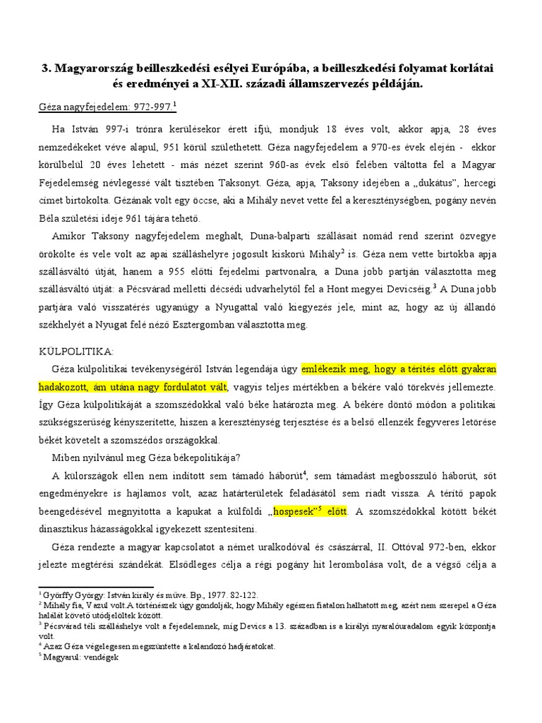 Magyarorsz G Beilleszked Si Es Lyei 1 PDF