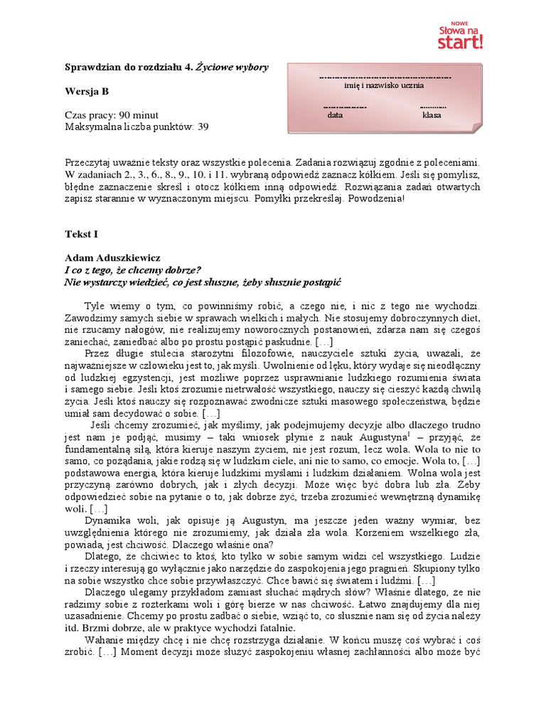 Inni Obcy Tacy Sami Sprawdzian Klasa 6