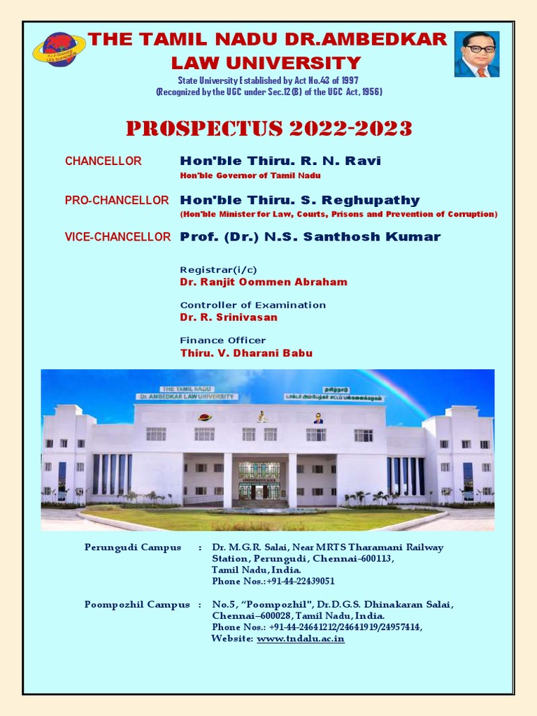 Prospectus For UG & PG Law Degree Courses (SOEL) 20222023 Download