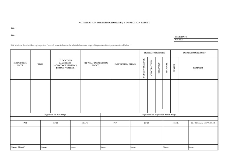 Notification of Inspection Details | PDF
