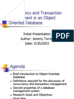 Concurrency and Transaction Management in An Object Oriented Database