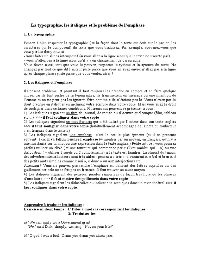 Emphase et typographie en traduction | PDF