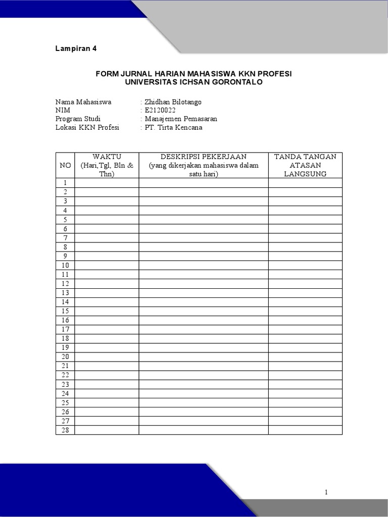 Lampiran 4 Form Jurnal Harian Pdf