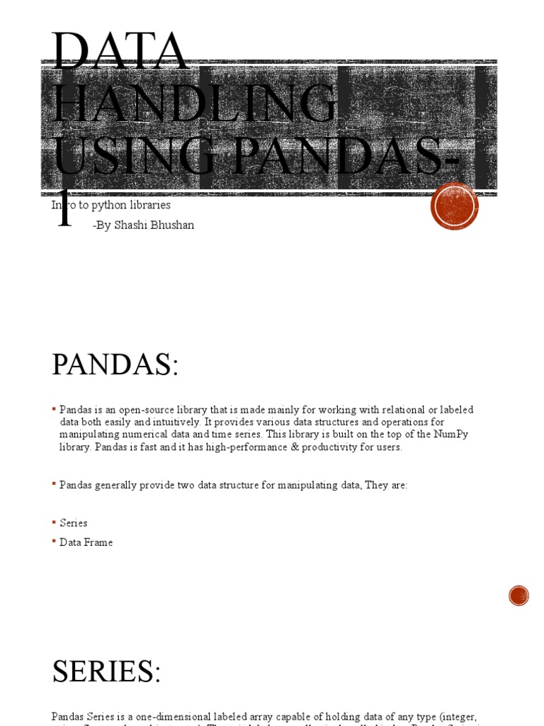 Data handling using pandas 1 pdf database index function