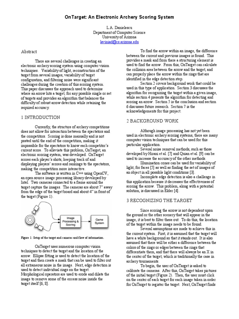 OnTarget An Electronic Archery Scoring | PDF | Computer Vision | Imaging
