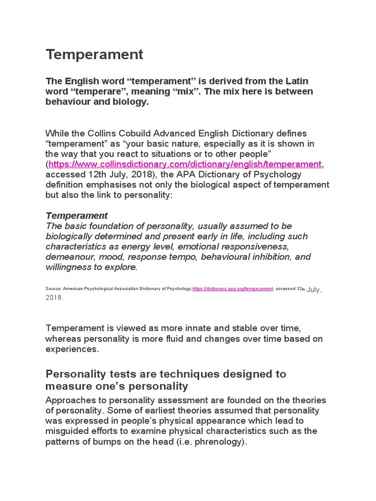 Temperament Pdf