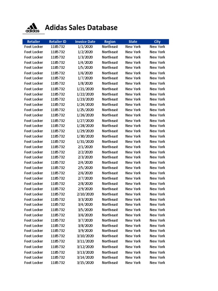Adidas US Sales Data Overview | PDF | Publicly Traded Companies Of The ...