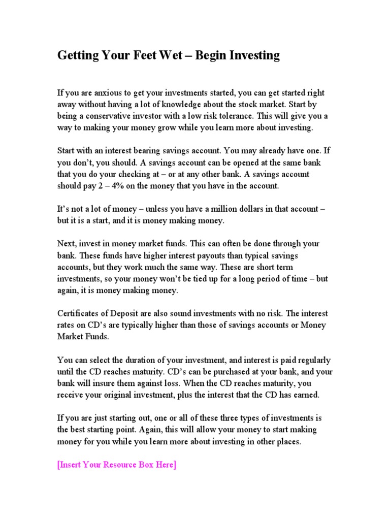 Getting Your Feet Wet PDF