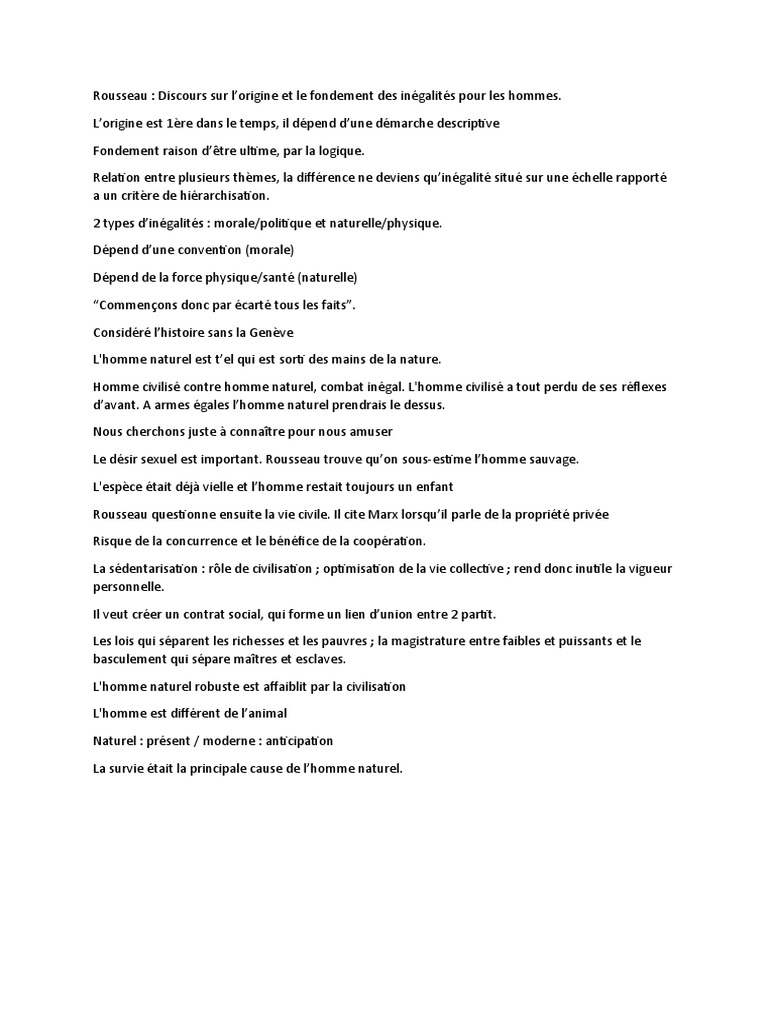 Notes Exposé Rousseau (PAS IMPORTANT) PDF