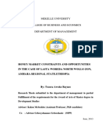 Honey Market Constraints and Opportunities in TheCase of Lasta Woreda North Wollo Zone, Amhara Regional State of Ethiopia