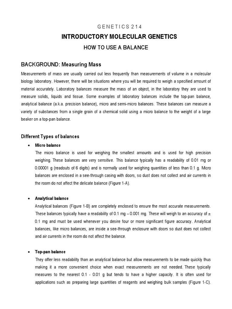 How To Use A Laboratory Balance | PDF | Weighing Scale | Weight