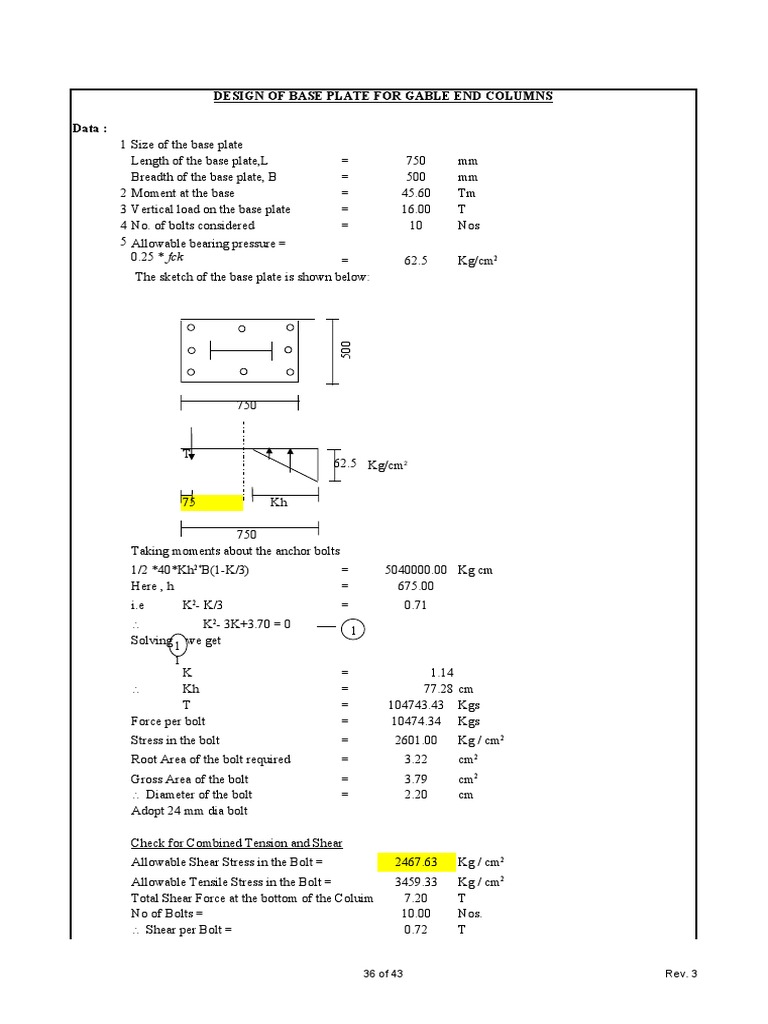 Base Plate Design for Gable Columns | PDF