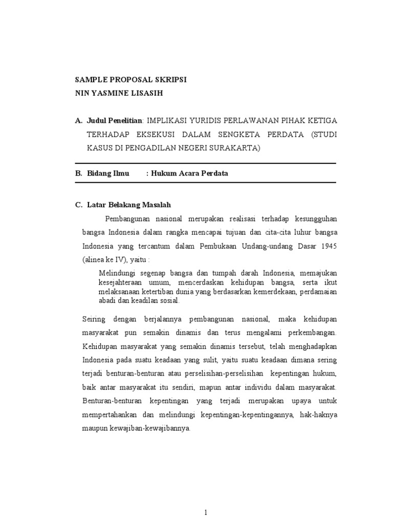 Contoh Proposal Metode Penelitian Hukum Perdata - Barisan ...