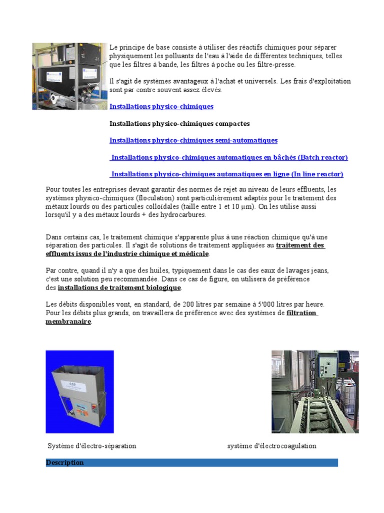 Traitement Physico Chimique, PDF, Pompe